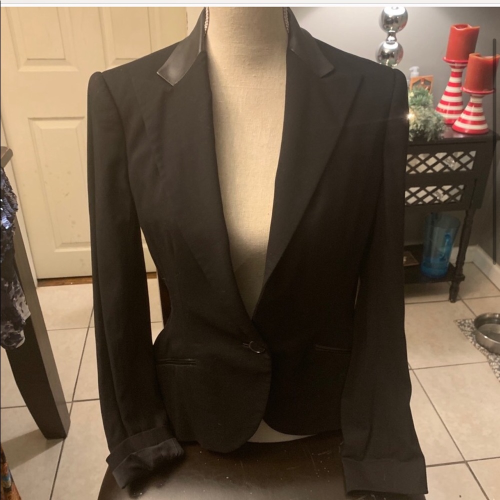 SOLD Ralph Lauren Black Leather Collar Blazer - Picture 1 of 3